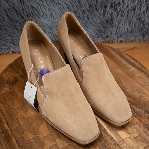 JOIE Wevenly Women’s 8.5 Suede Block Heel Closed Toe Tan Leather Slip On Shoes - Picture 2 of 6